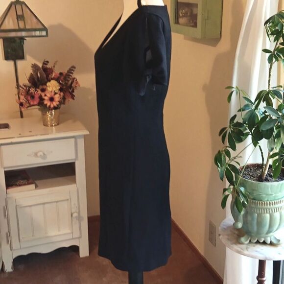 Club Monaco Textured Little Black Dress Dark Academia - Picture 5 of 13